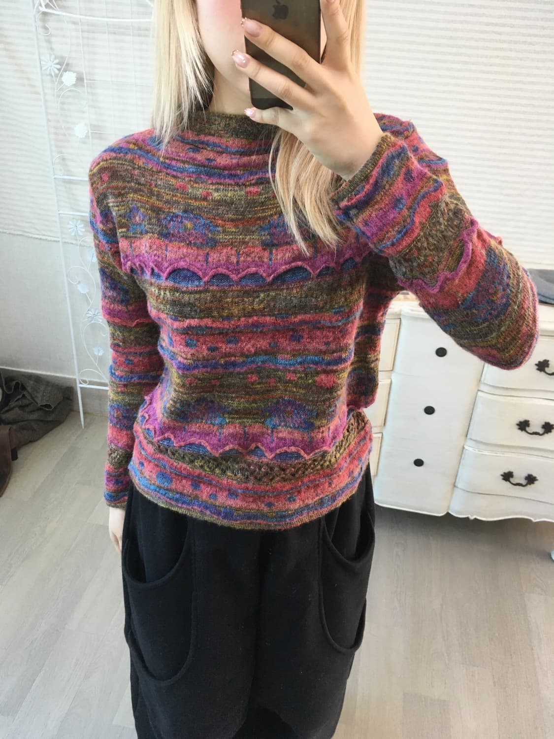 jpn vintage 하구미 보헤미안 빈티지 패턴 니트 상품이미지5