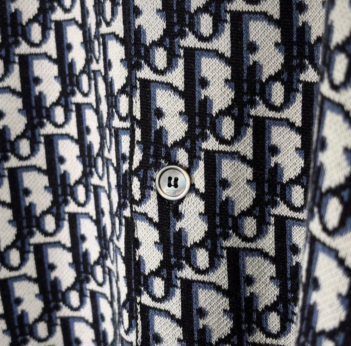 [XL] 디올 남성 오블리크 개버딘 자카드 오버 니트 셔츠 블랙 상품이미지5