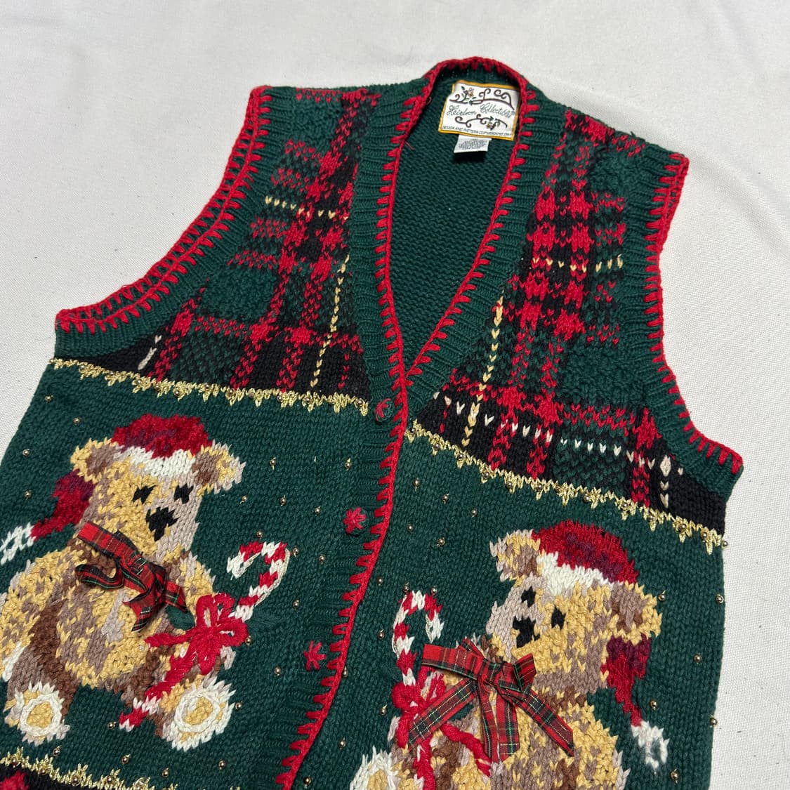 M 00s 티아라 크리스마스 핸드 니트 베스트 상품이미지1