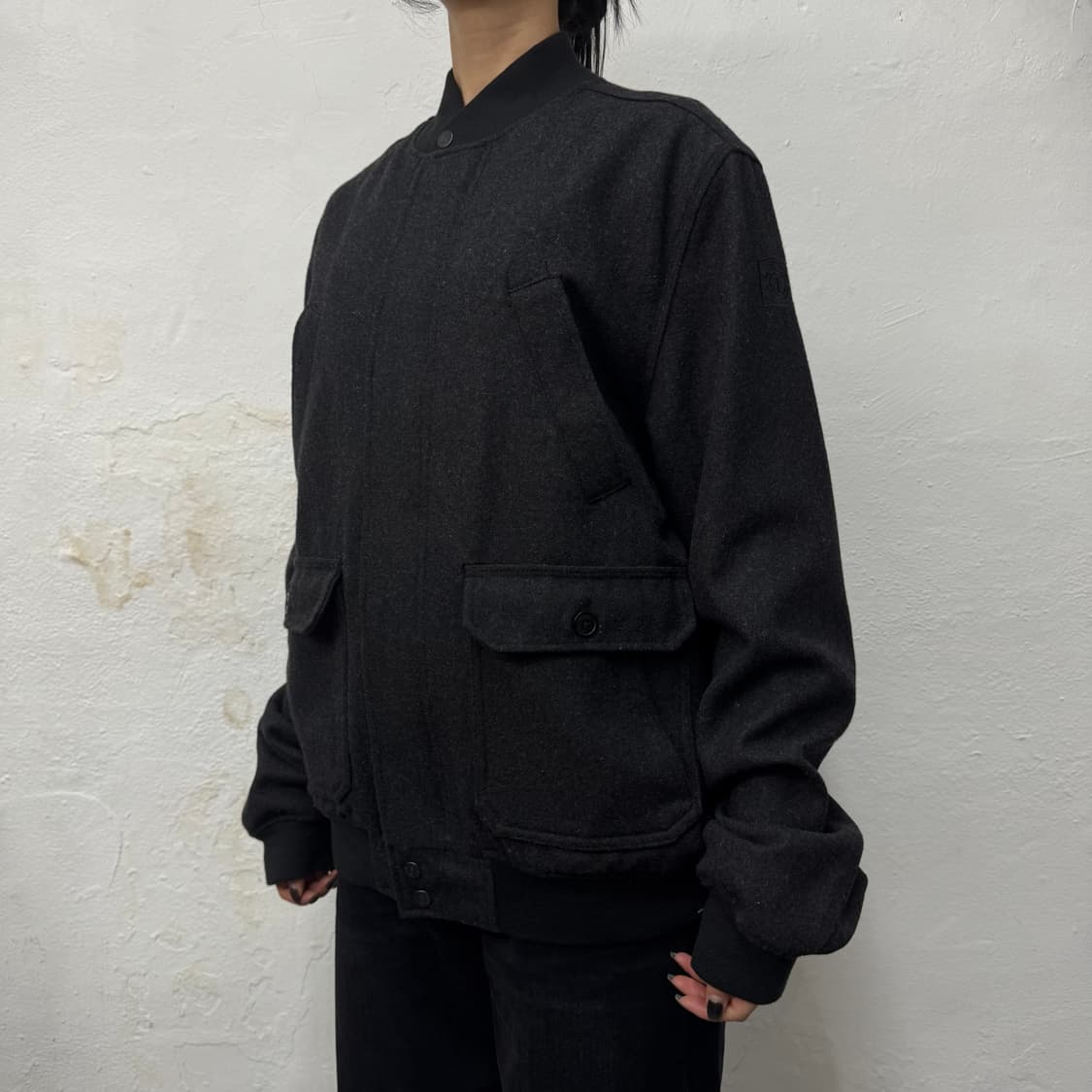 ELEMENT 차콜컬러 울 혼방 히든 집업 4포켓 블루종 자켓 상품이미지1