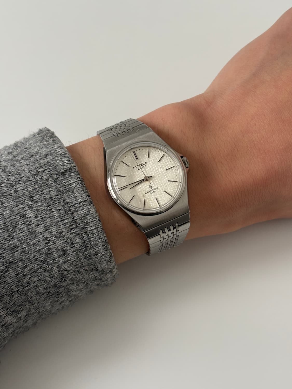 1980s CQ Texture Dial Silver Quartz 상품이미지10