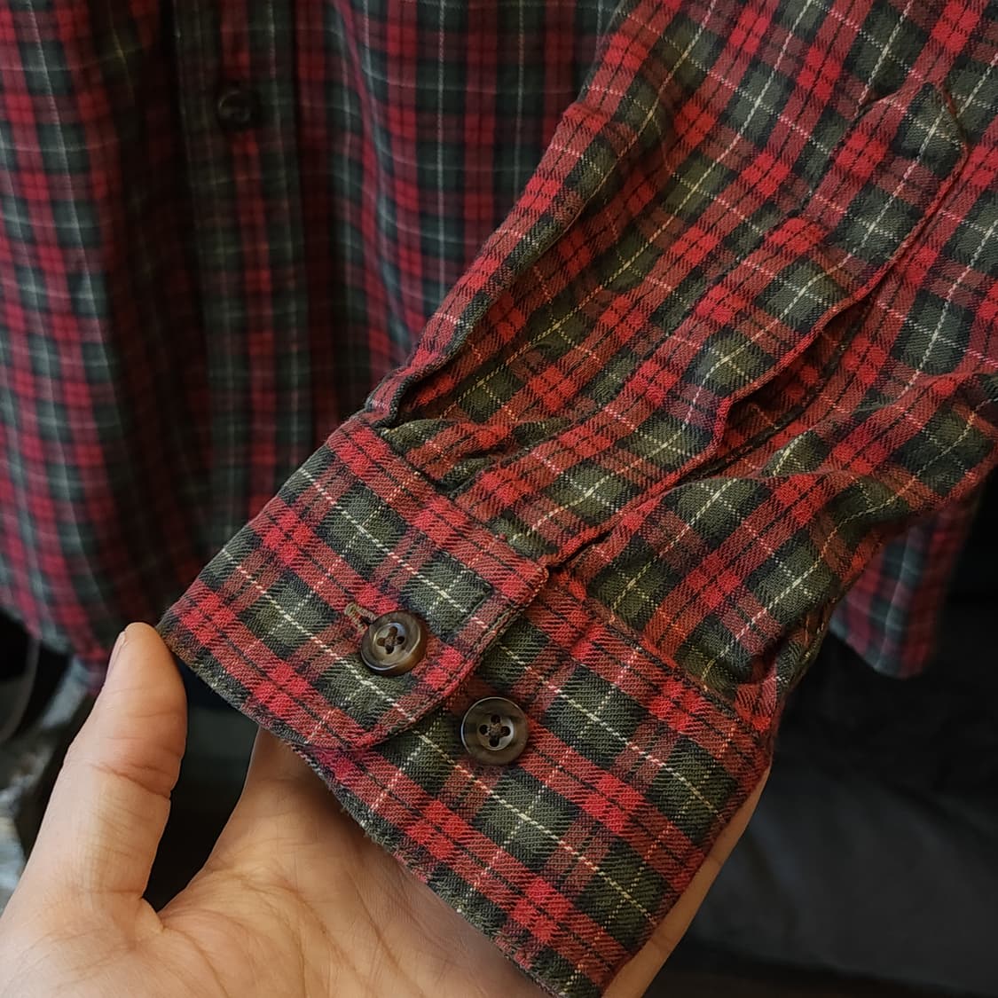 90s 엘엘빈 체크셔츠 플란넬 셔츠 헤비코튼 워크셔츠 우드맨 레드 L 상품이미지10