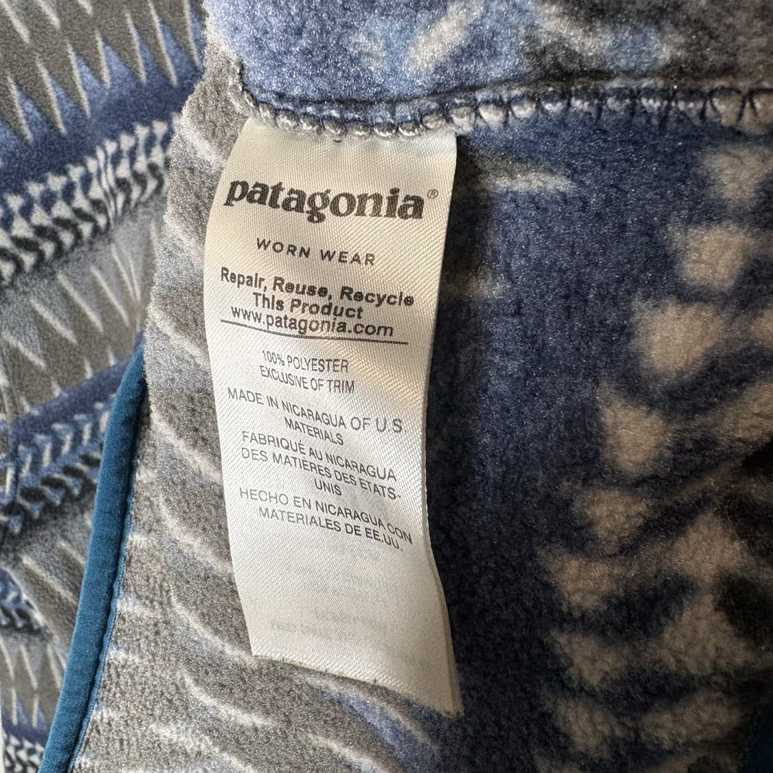 15FW 파타고니아 시청릴라 스냅-티 플리스 블루/그레이 애즈텍 패턴 상품이미지5