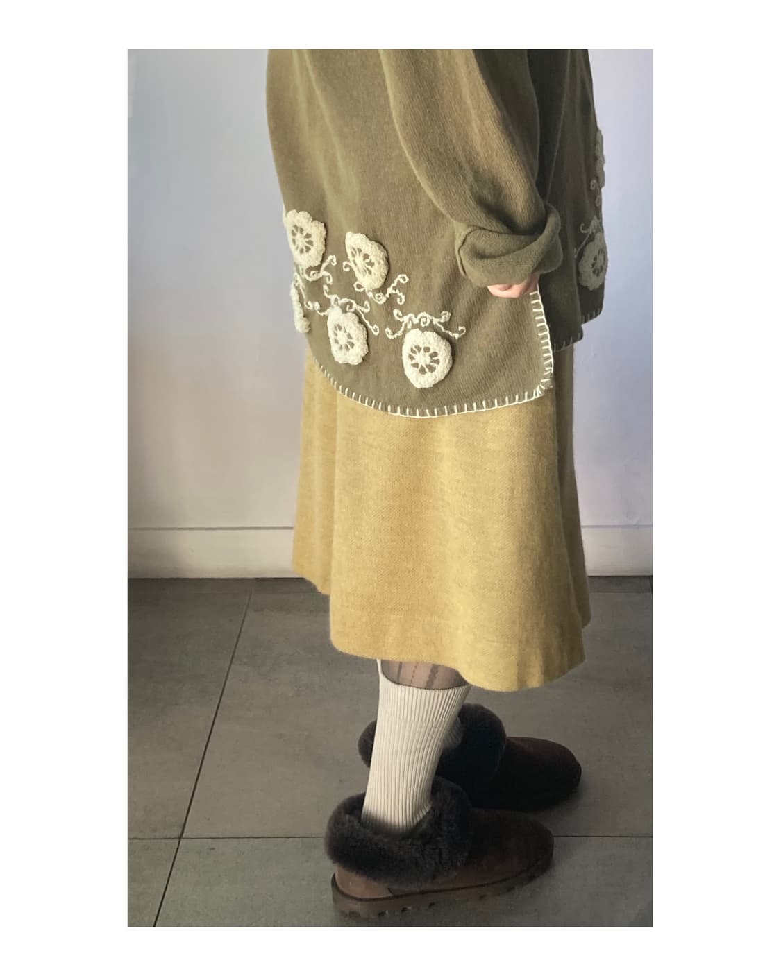 베이지 울 혼방 니트스커트 상품이미지4