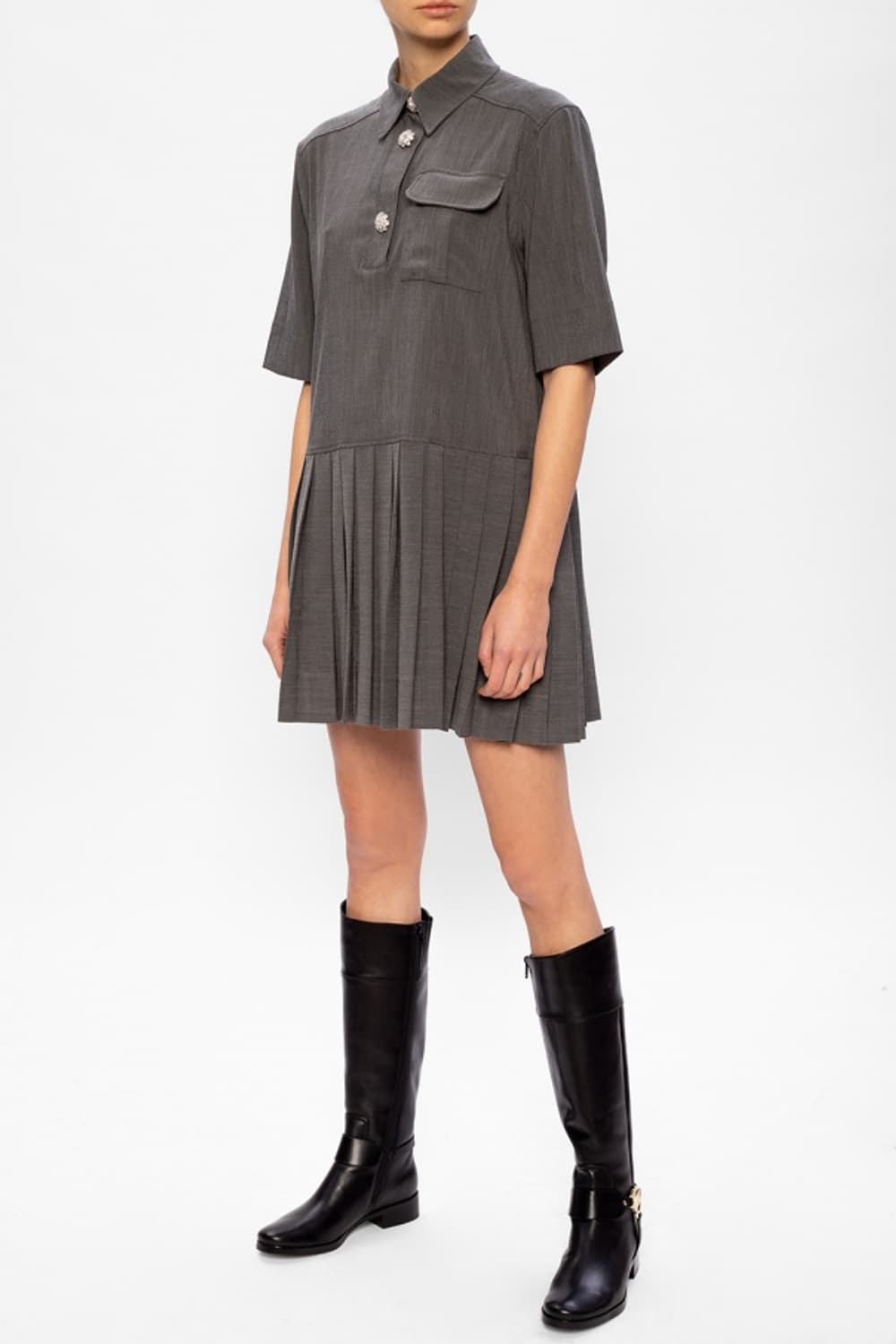 가니 Ganni 보석 단추 플리츠 원피스 상품이미지3