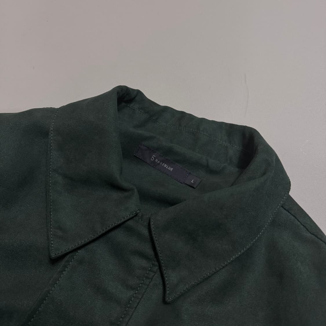 레이지블루(RAGE BLUE) 다크그린 스웨이드 집업 블루종 자켓 상품이미지3