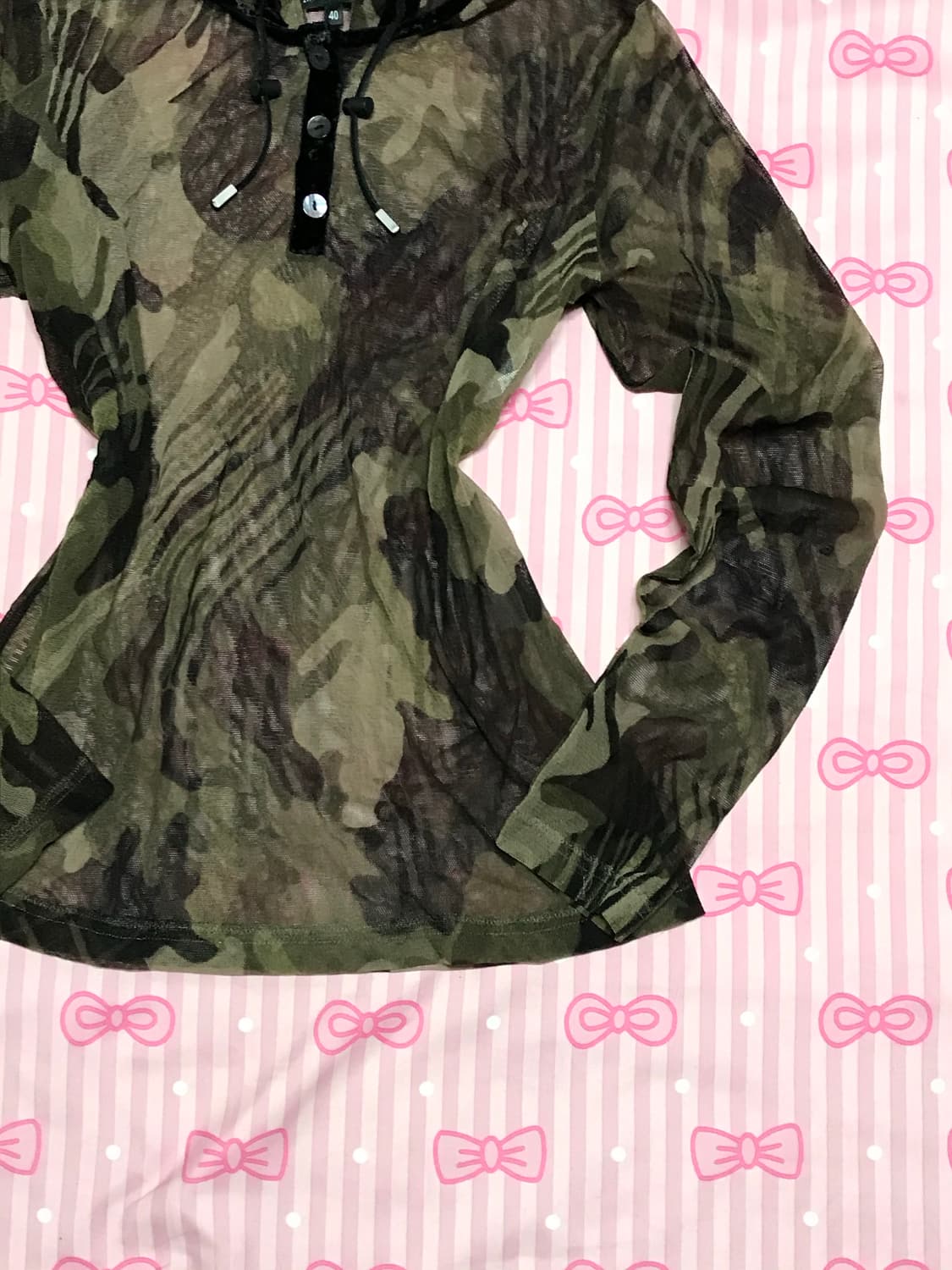 카모 시스루 후드 상품이미지2