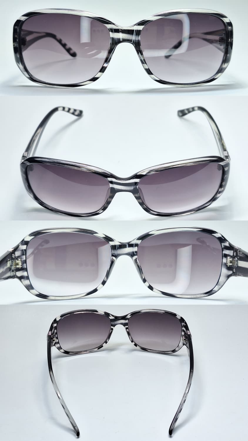 일본 수입 보석 장식 블랙 스트라이프 패턴 선글라스 X264-1 빈티지 상품이미지4
