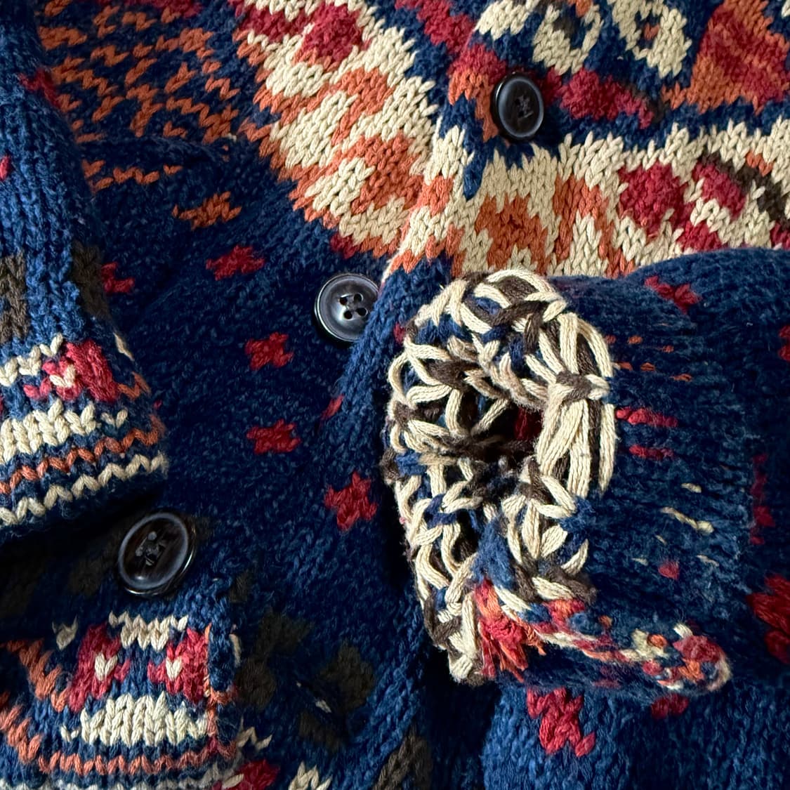 데님앤서플라이 노르딕 패턴 숄카라 가디건 S 상품이미지4