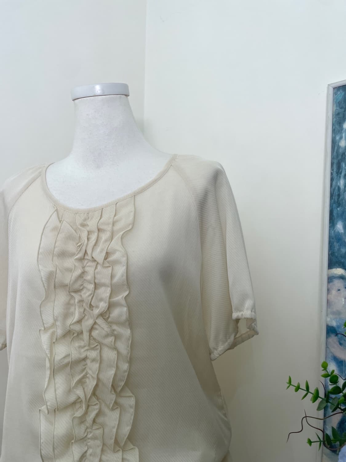 beige ivory ruffle waist string blouse 상품이미지7