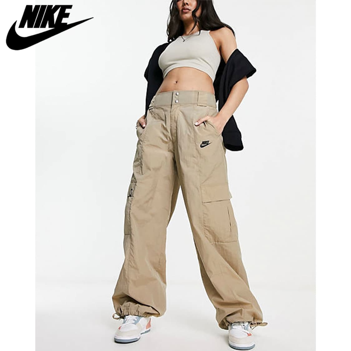 나이키 nike 나일론 카고 하이웨스트 와이드 팬츠 베이지 (27) 상품이미지2