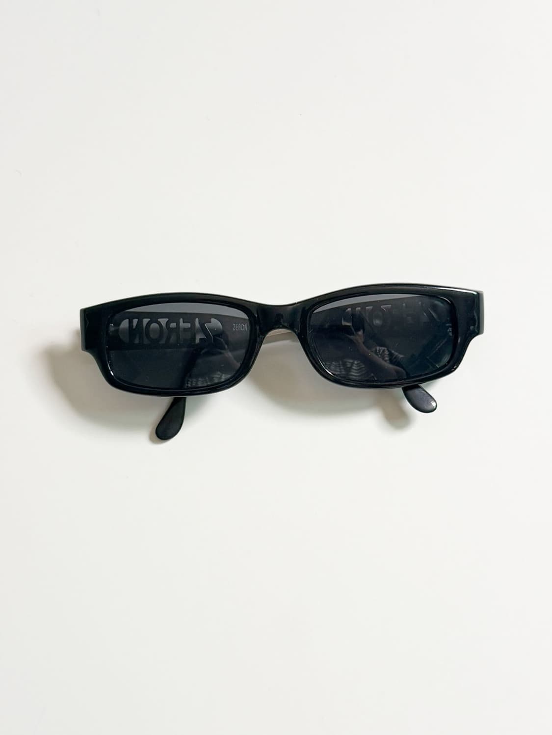 90s ZERON 블랙 스퀘어 메탈 템플 빈티지 선글라스 상품이미지2