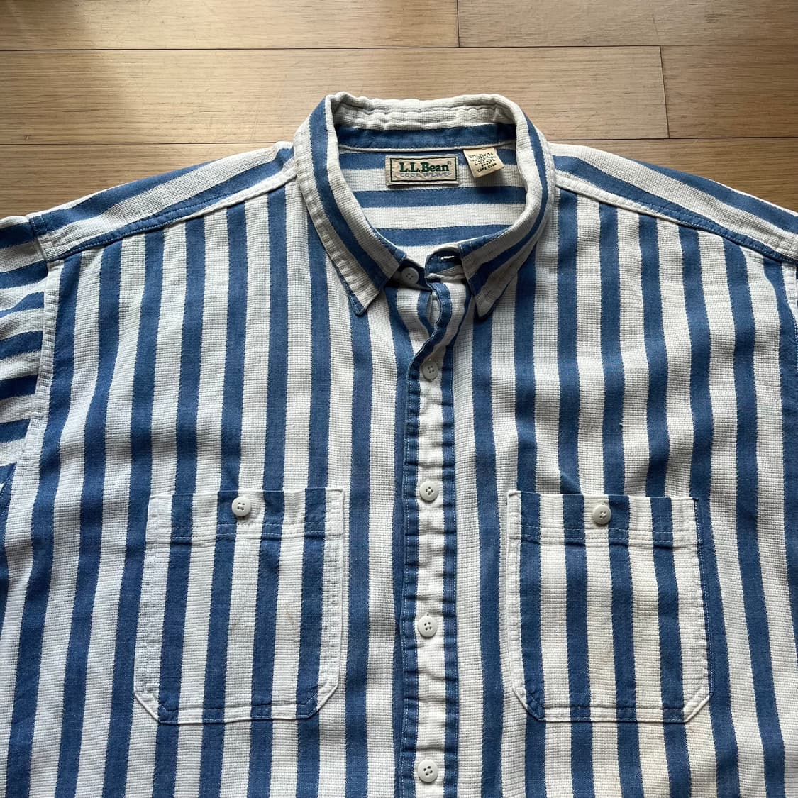 90년대 엘엘빈 쿨위브 스트라이프 반팔 셔츠 미국제조 USA 상품이미지4