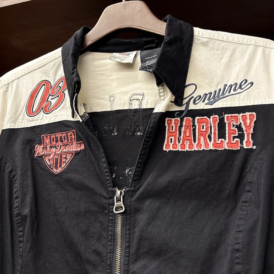 할리데이비슨 Y2K 메탈릭 엠브로이드 풀집업 메카닉셔츠 N1254 상품이미지6