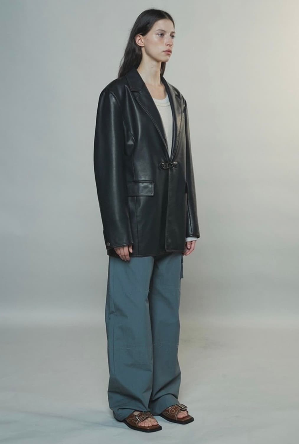 엔오르 레더 자켓 VEGAN LEATHER STITCH JACKET 상품이미지2