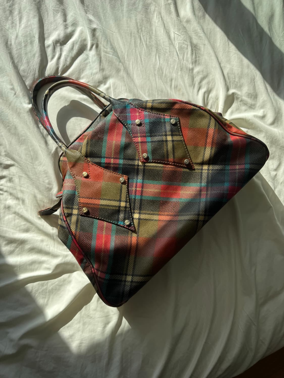 비비안 웨스트우드 00s 빈티지드 체크 토트백 상품이미지6