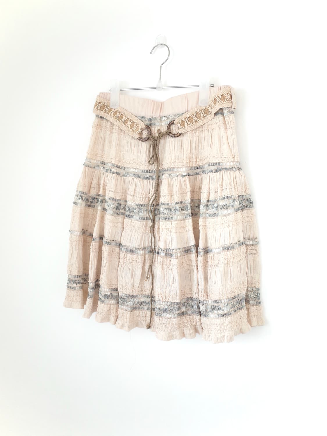 빈티지 벨트 플레어 레이스 스커트 모리걸 상품이미지1