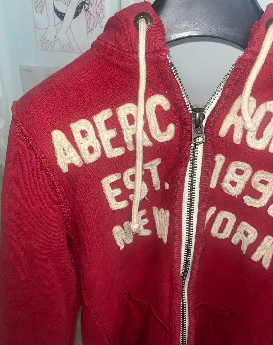 아베크롬비 양홍원 착용 기모 후드집업 레드 아담스 마운틴 s 상품이미지5