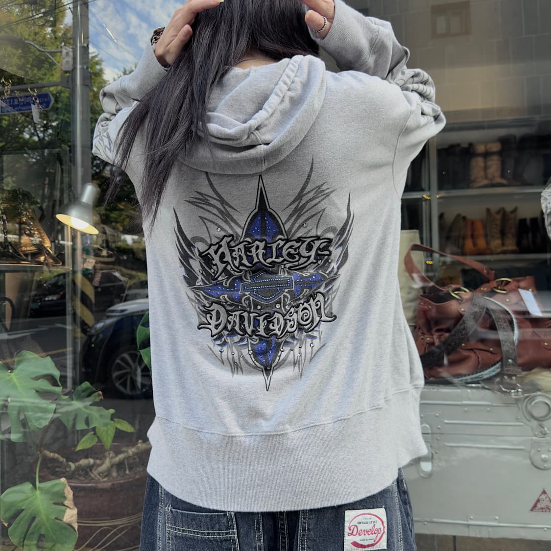 2009 할리데이비슨 블루 블링 & 플레임 후드 집업 상품이미지1