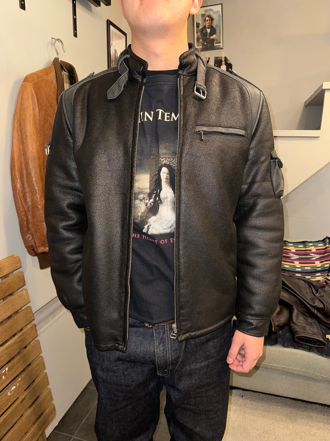 90’s Japanese leather rider shape jacket 상품이미지2