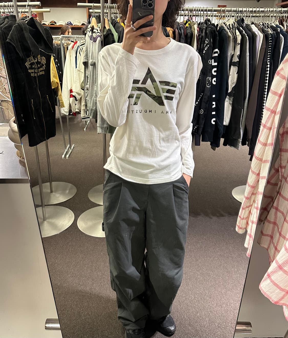 M)알파 인더스트리 빈티지 밀리터리 화이트 롱슬리브(이염) 상품이미지2