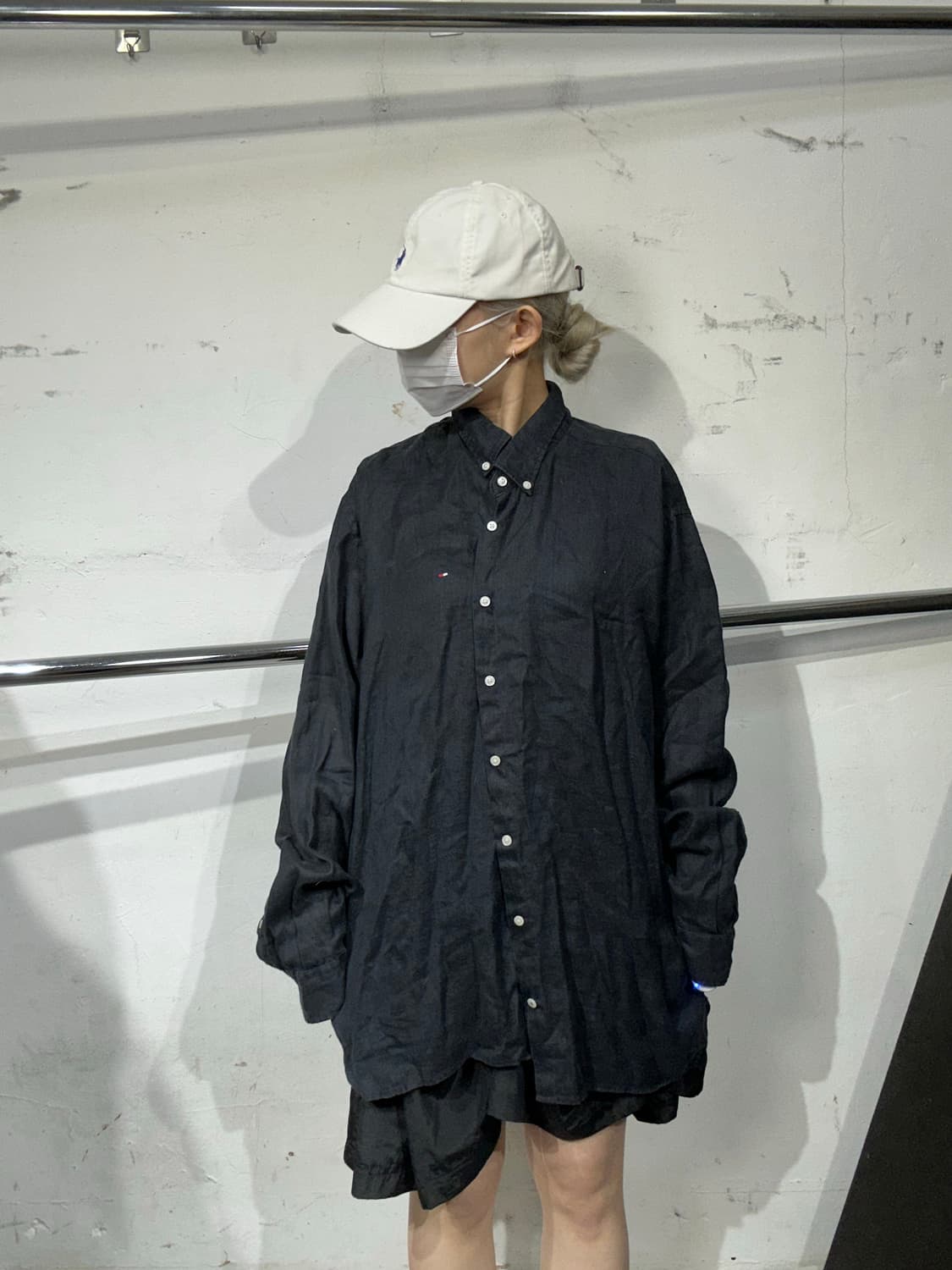 타미 힐피거 블랙 여름 셔츠 린넨 솔리드 셔츠 XXL 상품이미지2