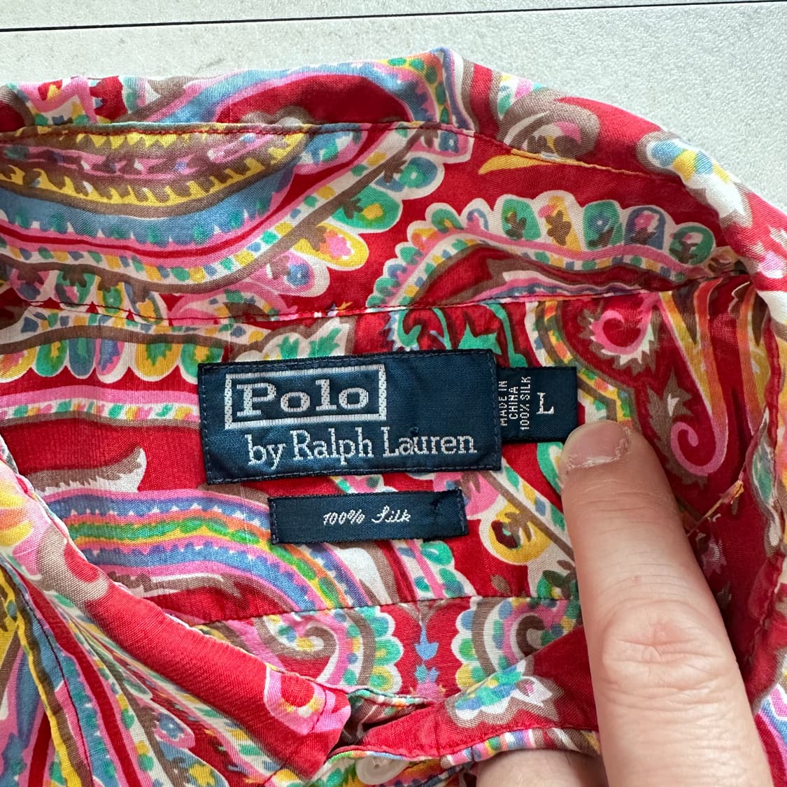 폴로 랄프로렌 90s 실크 100% 페이즐리 셔츠 L 상품이미지5