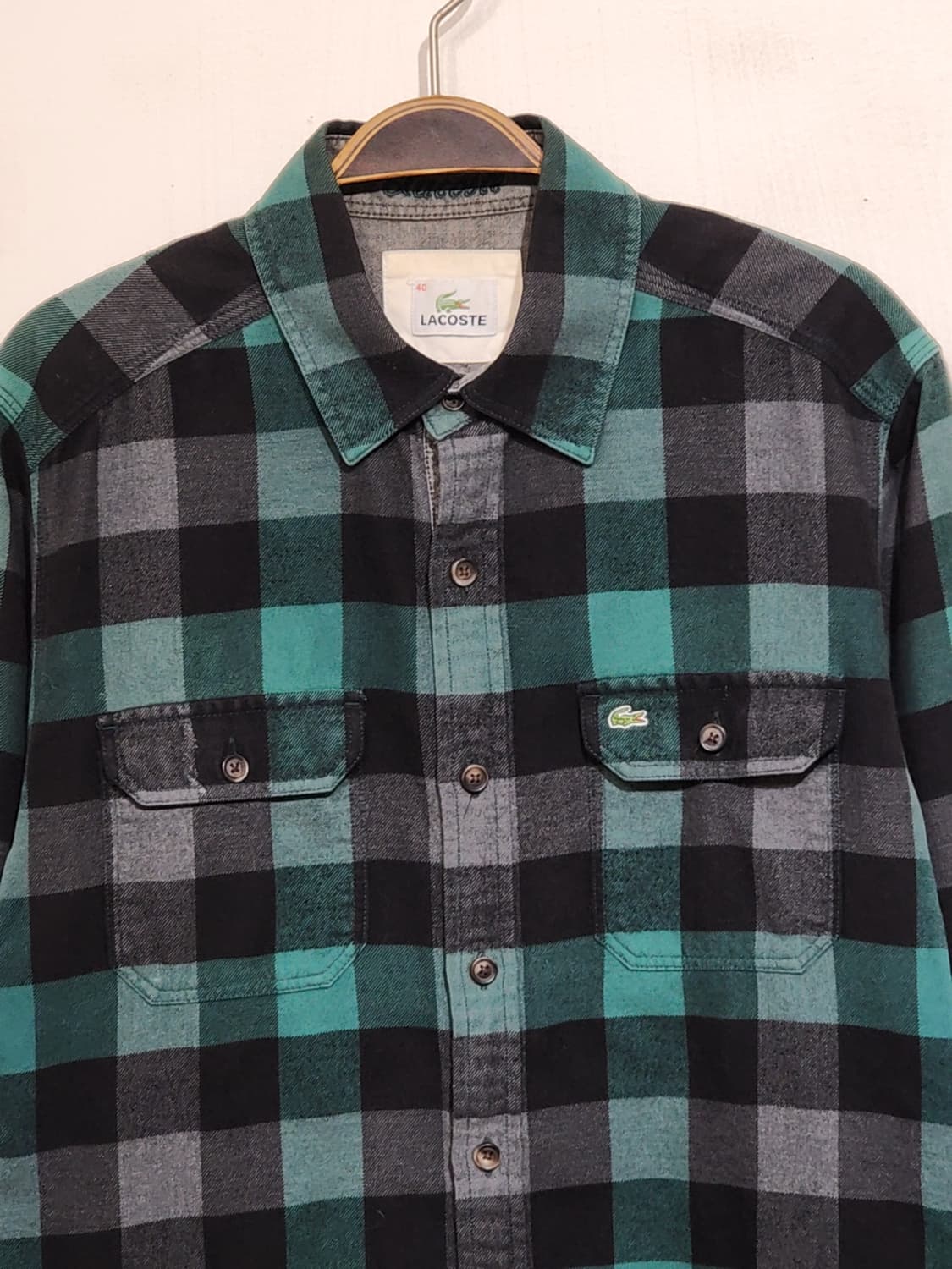 (M) 라코스테 남방 체크 셔츠 포켓 로고 캐주얼  상품이미지2
