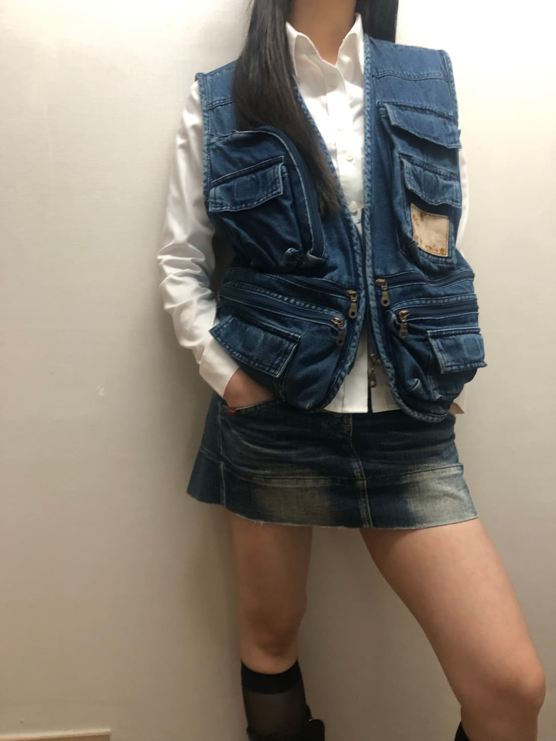 빈티지 데님 포켓 베스트 상품이미지7
