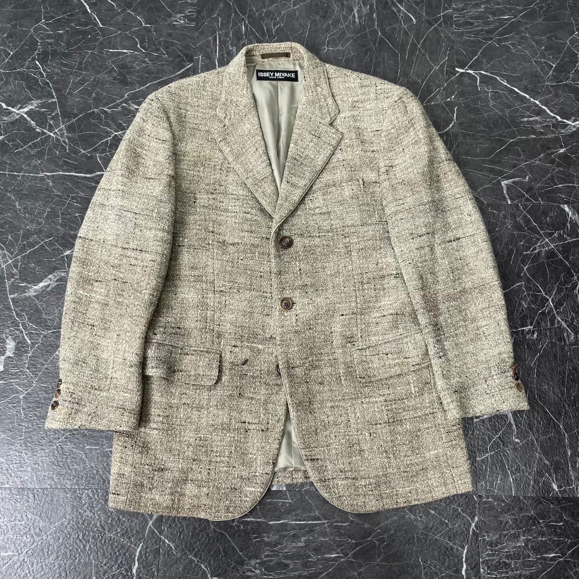 XL 이세이 미야케 모자이크 패턴 울 트위드 블레이저 상품이미지5