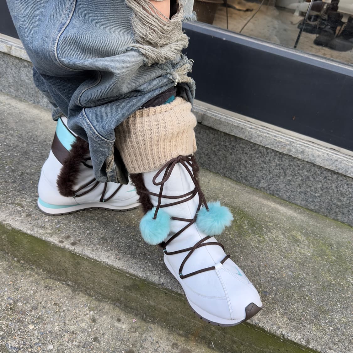 00s 빈티지 올 가죽 나이키 퍼 부츠 상품이미지8