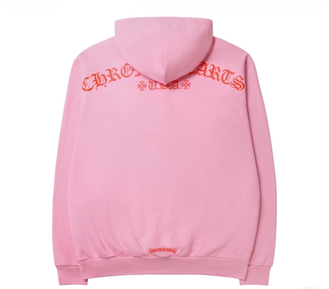 [L] 크롬하츠 백 USA 스크립트 로고 핑크 후드 상품이미지2