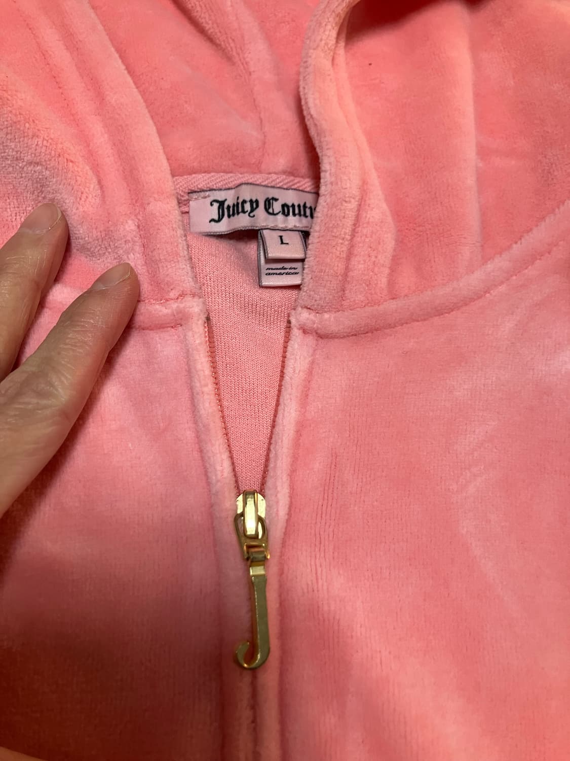 Y2K 쥬시 꾸뛰르 피치 코럴 핑크 벨루어 후디 juicy couture 상품이미지3