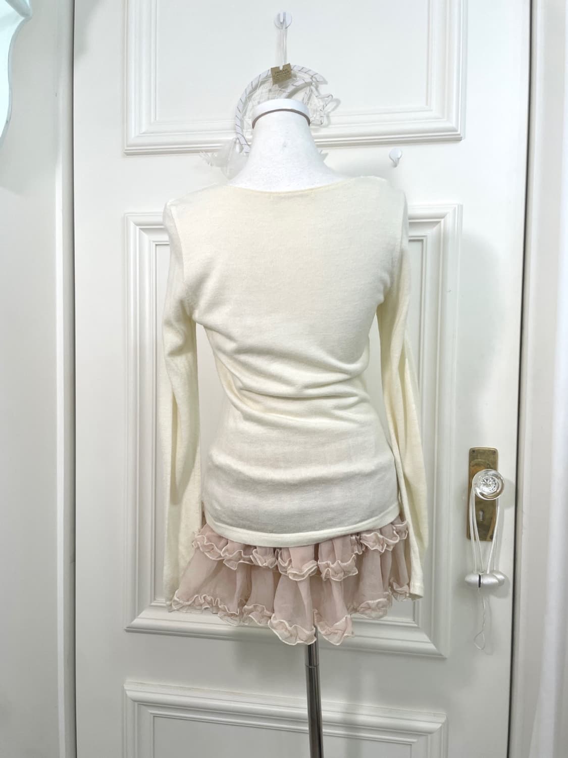 ivory shirring bow point slim top 상품이미지3