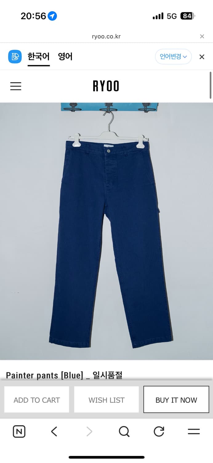 RYOO Painter pants [Blue] 상품이미지1
