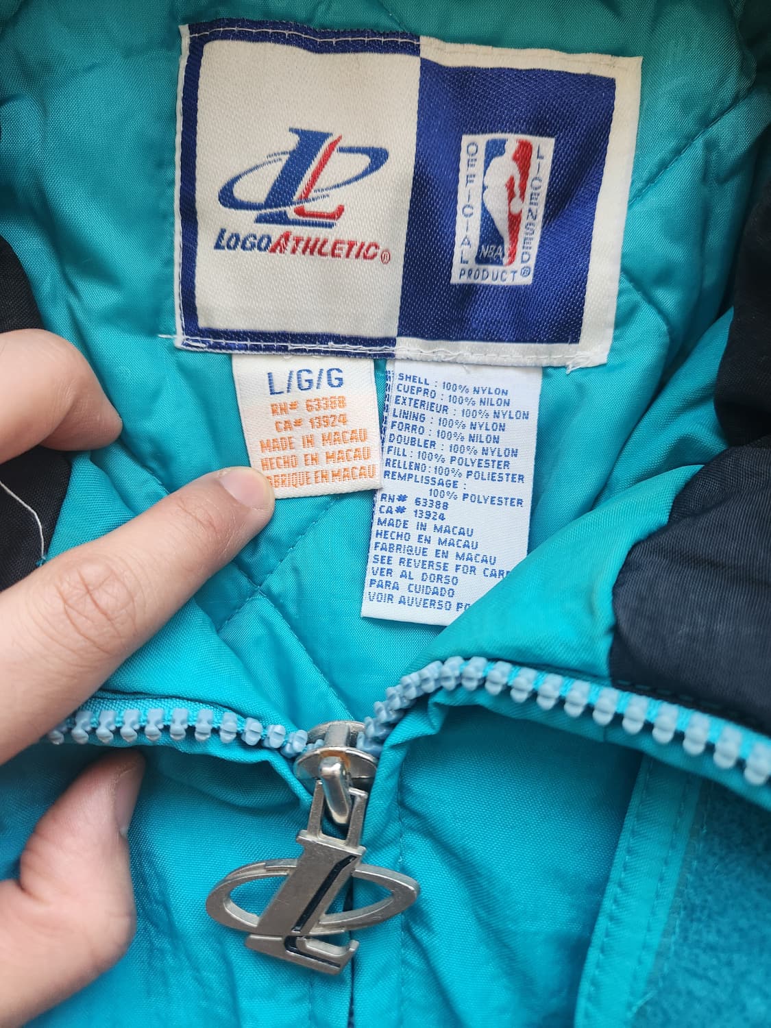 90s NBA 로고애슬레틱 샬럿 호네츠 겨울 바람막이 L 상품이미지3