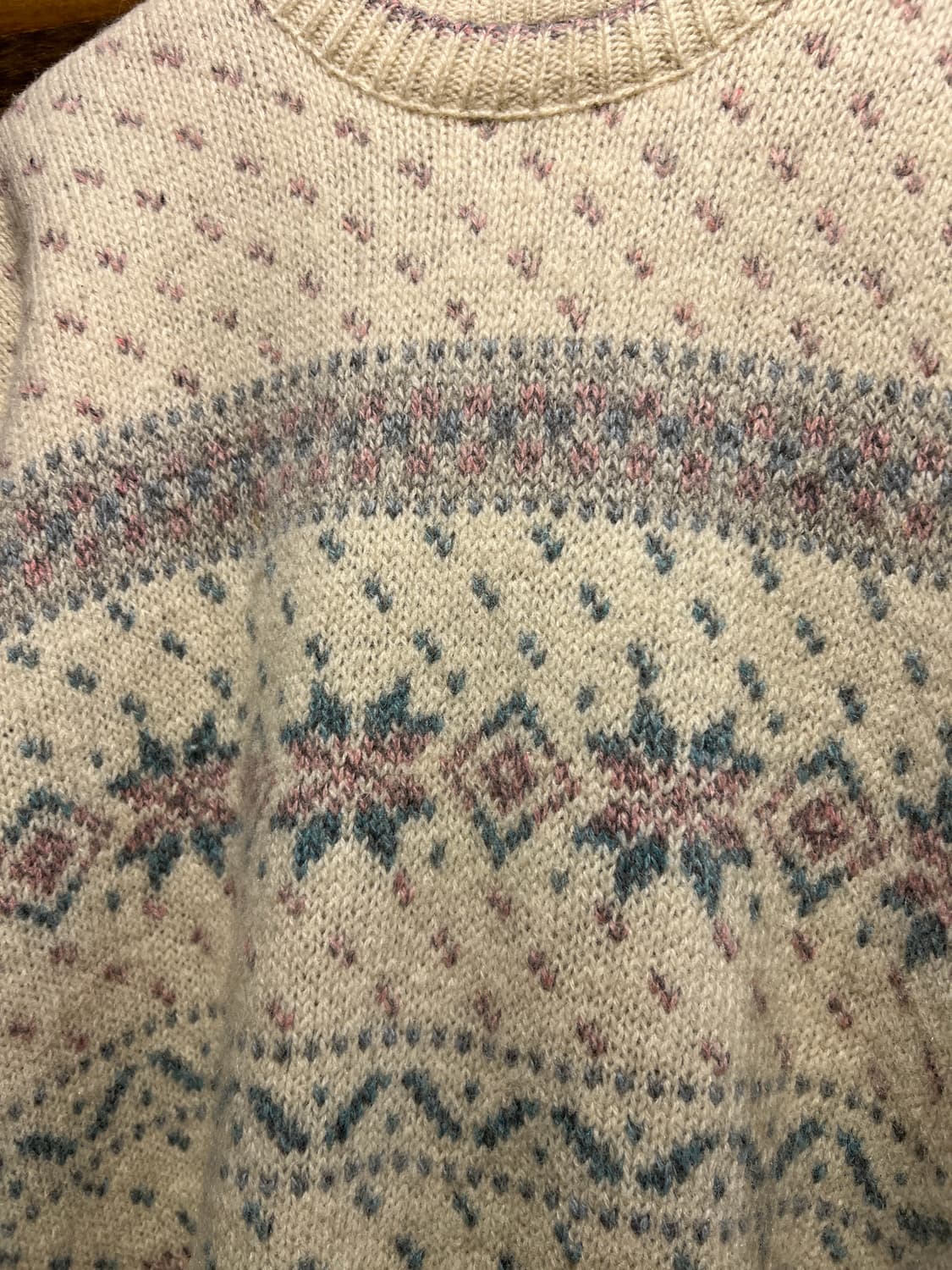 [L]80's 에디바우어 Made in USA 노르딕패턴 화이트 울 니트 상품이미지3