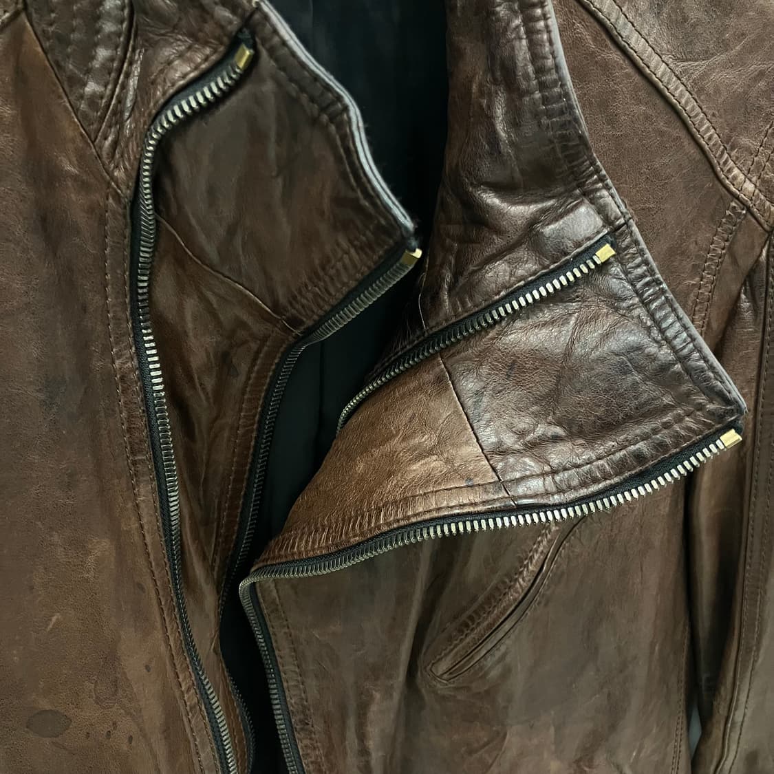 솔리드옴므 우영미 브라운 사선 지퍼 양가죽 자켓 105 상품이미지6