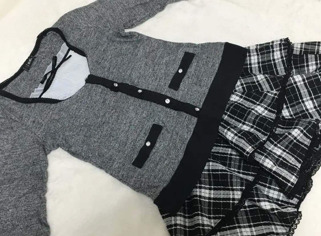 일괄 판매 로걀탑 체크캉캉스커트 코디세트 갸루 빈티지 베메클마즈리즈리사 상품이미지2