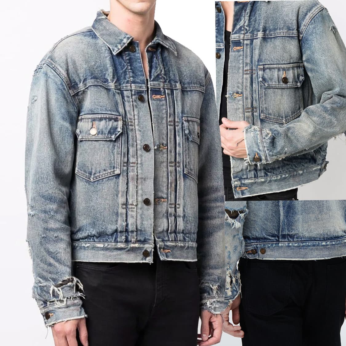 생로랑  trash denim destroyed jacket M 상품이미지1