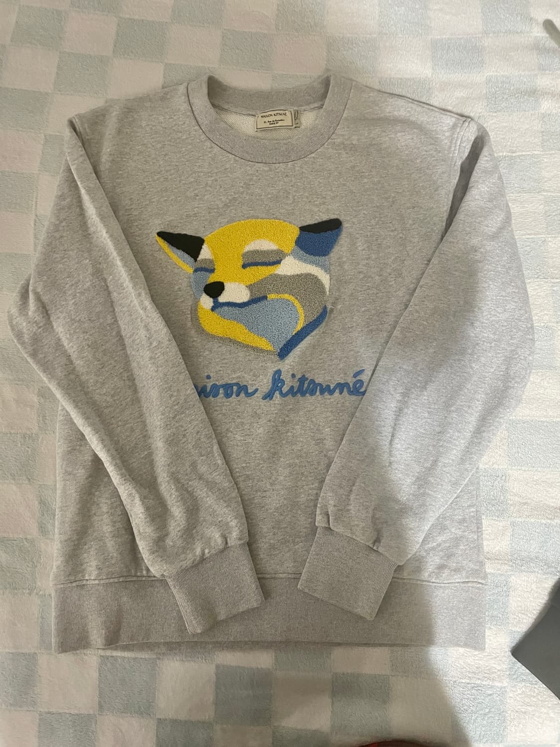 메종 키츠네 빅헤드 자수 그레이 맨투맨 상품이미지1