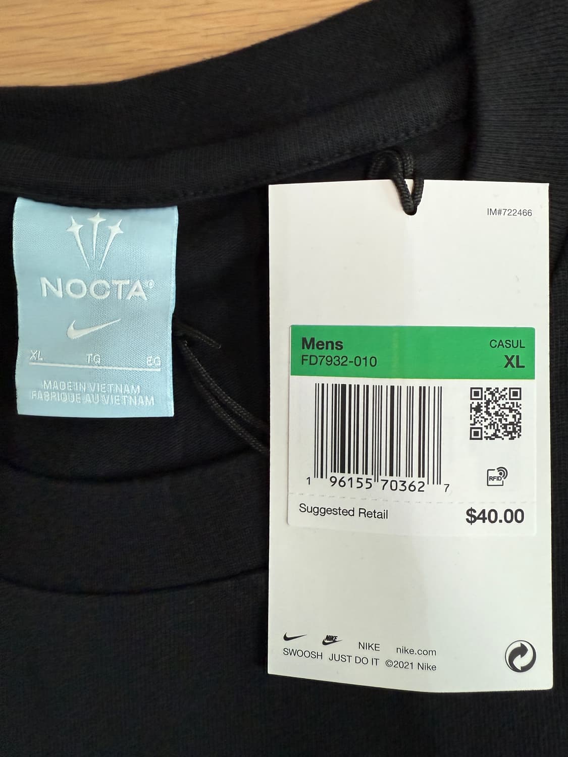 [XL] 나이키 NOCTA 녹타 블랭크 무지 반팔 티셔츠 블랙 드레이크 상품이미지2