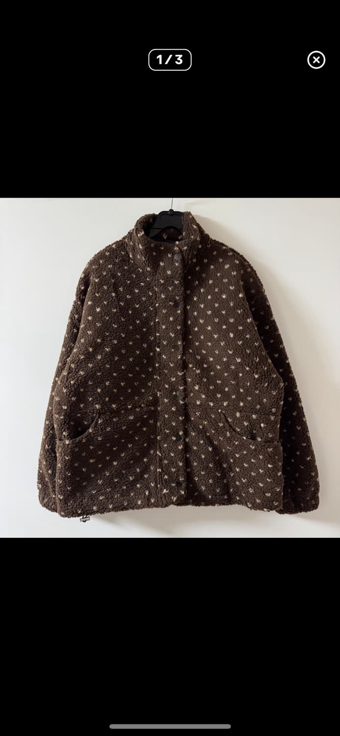 도트 뽀글이 누빔 점퍼 자켓 브라운 상품이미지1