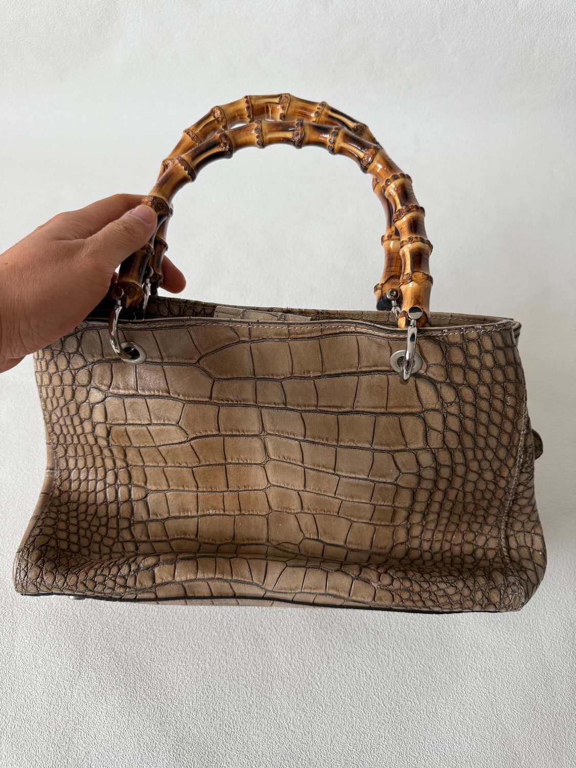 CLAUDIA 크로커 뱀부 토트백(ITALY) 상품이미지4