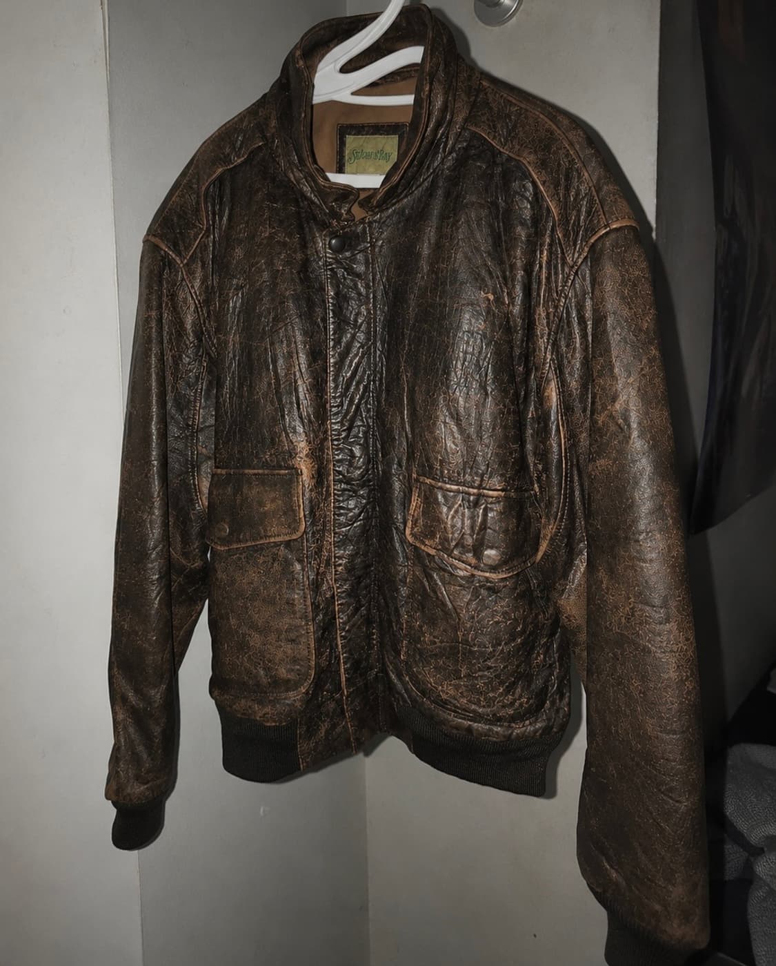90s distressed brown leather jacket 상품이미지1