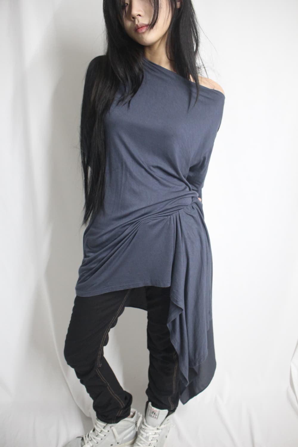 asymmetrical draped one-shoulder dress 상품이미지6
