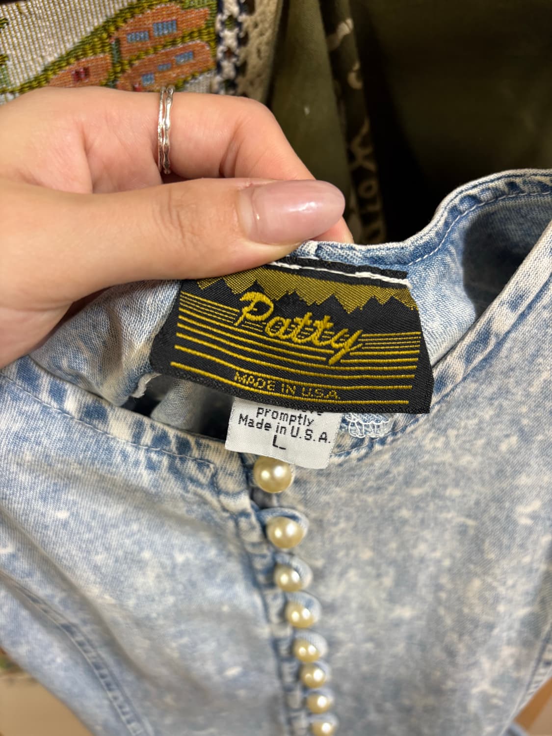 Patty 그런지페어리 데님 리본 레이어드 원피스 상품이미지4