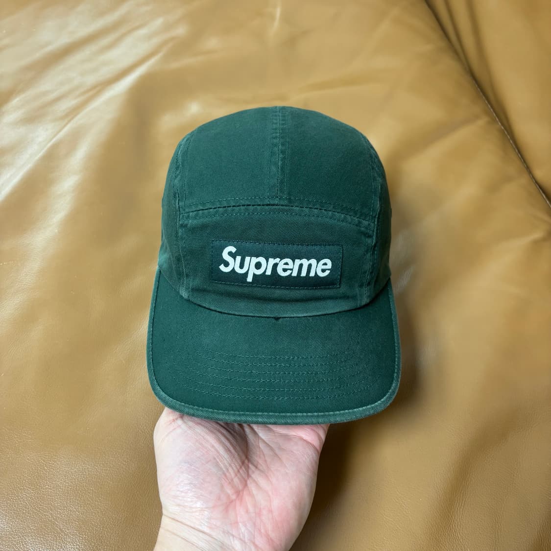 슈프림 캠프캡 모자 박스로고 워시드 그린 상품이미지2