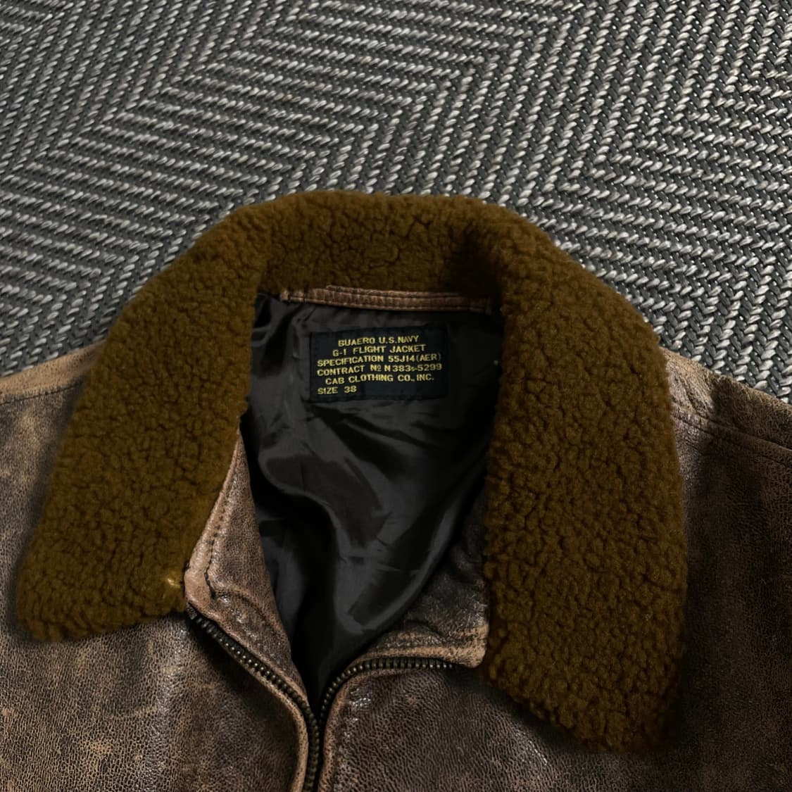USA 오리지날 밀리터리 g-1 플라이트 레더 자켓y 3221 상품이미지6