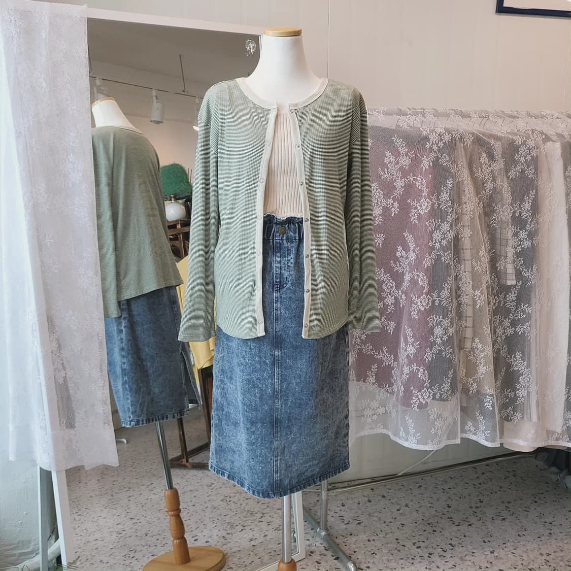 애시드워시 빈티지 밴딩 데님스커트 상품이미지7